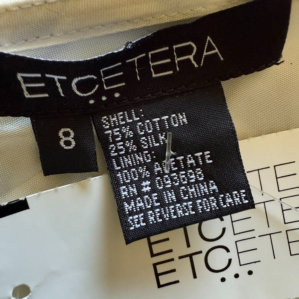 NWT ETCETERA | One Shoulder Black & White Silk Dress Sz 8 - Picture 6 of 7